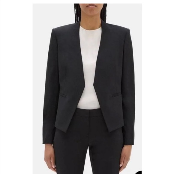 Theory Jackets & Blazers - Theory Lanai Black Open Blazer in Stretch Wool